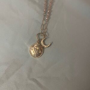 Gold and Pink Pendant Necklace